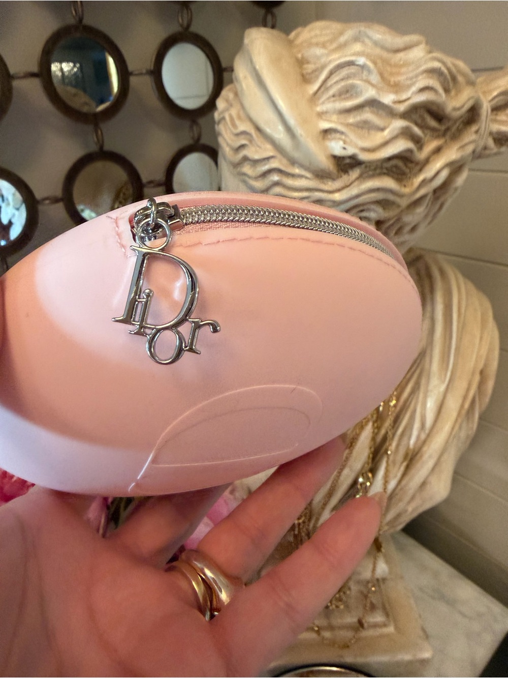 Dior Parfum Pink Round Luxury Silicon beauty case, Lippy, powder sponges, dusty - Picture 12 of 16